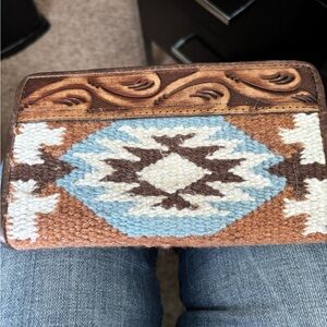 Southwestern Patterned Wallet, with leather accent